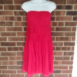 J. Crew 100% silk strapless fuschia dress